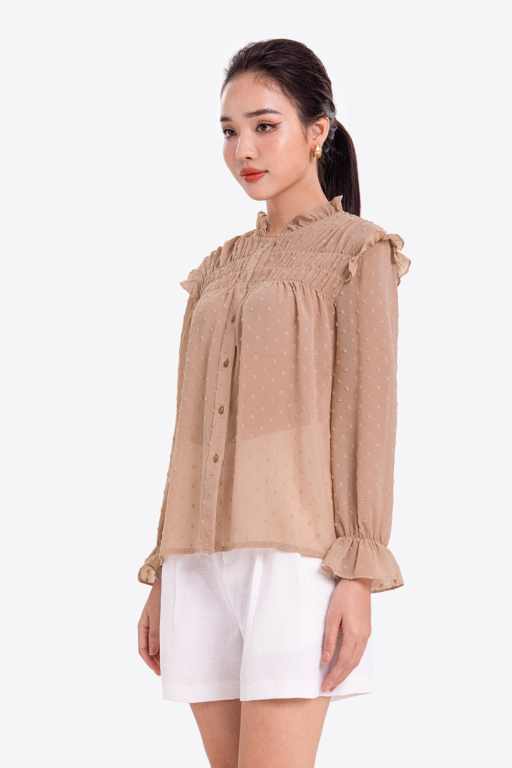 Áo sơ mi công sở nữ viền bèo