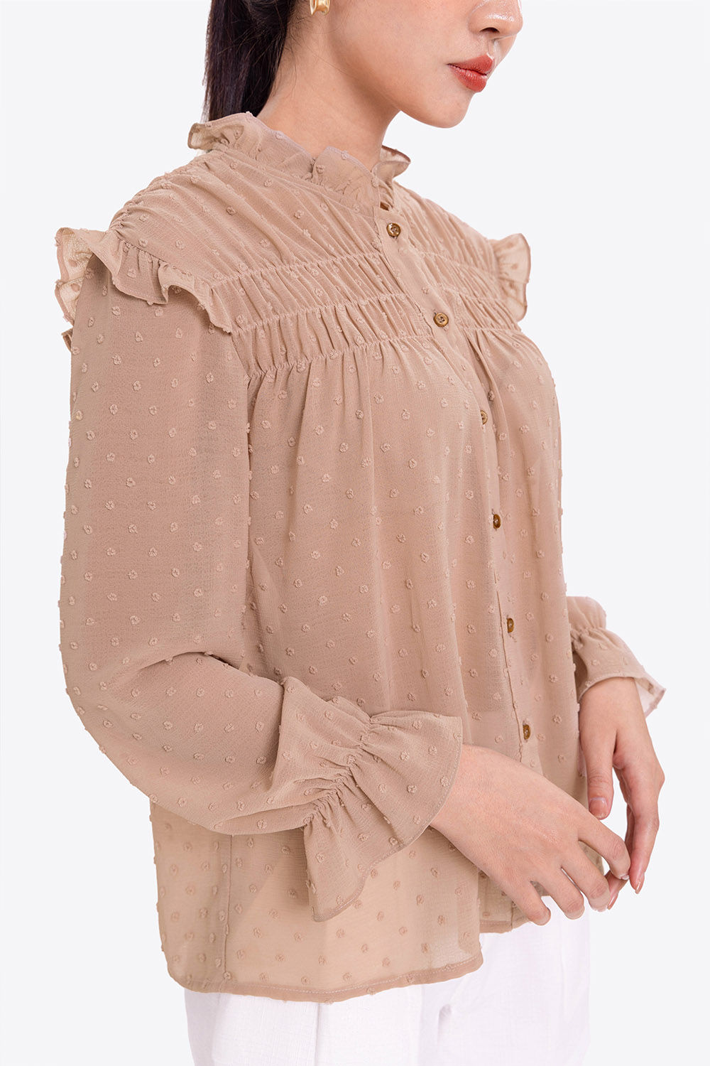 Áo sơ mi công sở nữ viền bèo