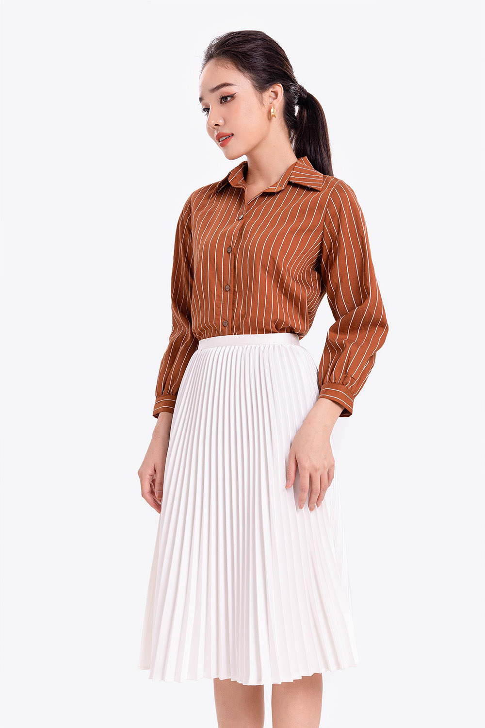 Áo sơ mi kẻ sọc công sở nữ