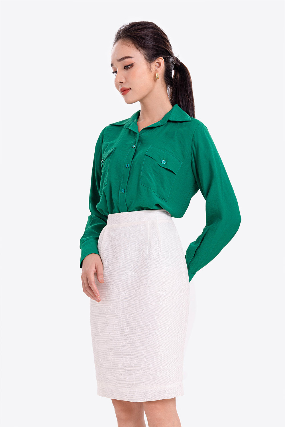 Áo sơ mi nữ công sở phối túi