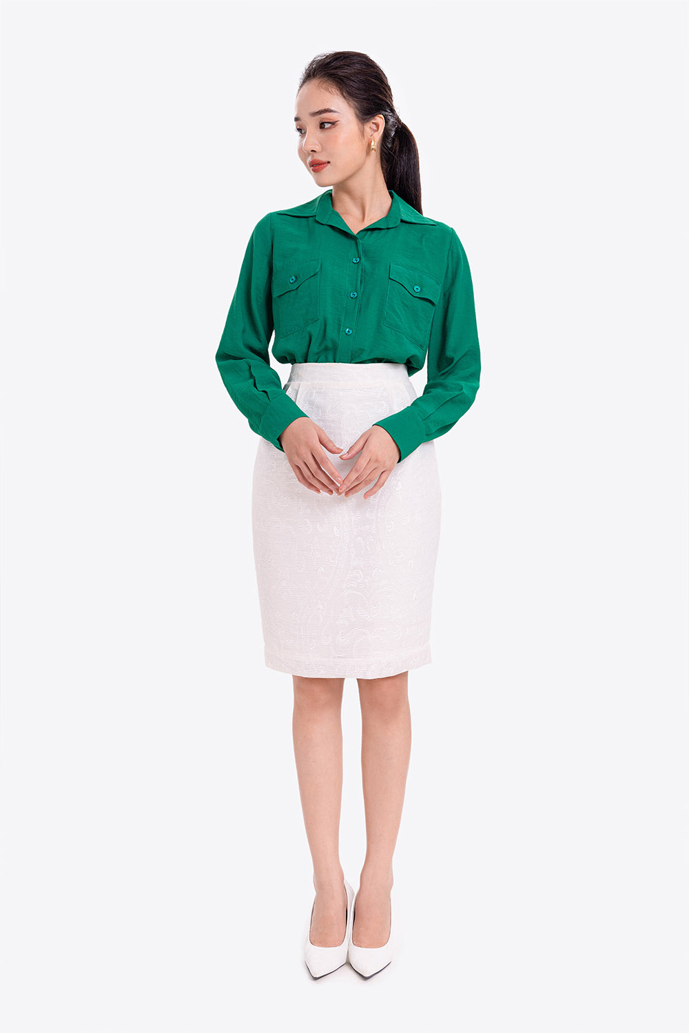Áo sơ mi nữ công sở phối túi