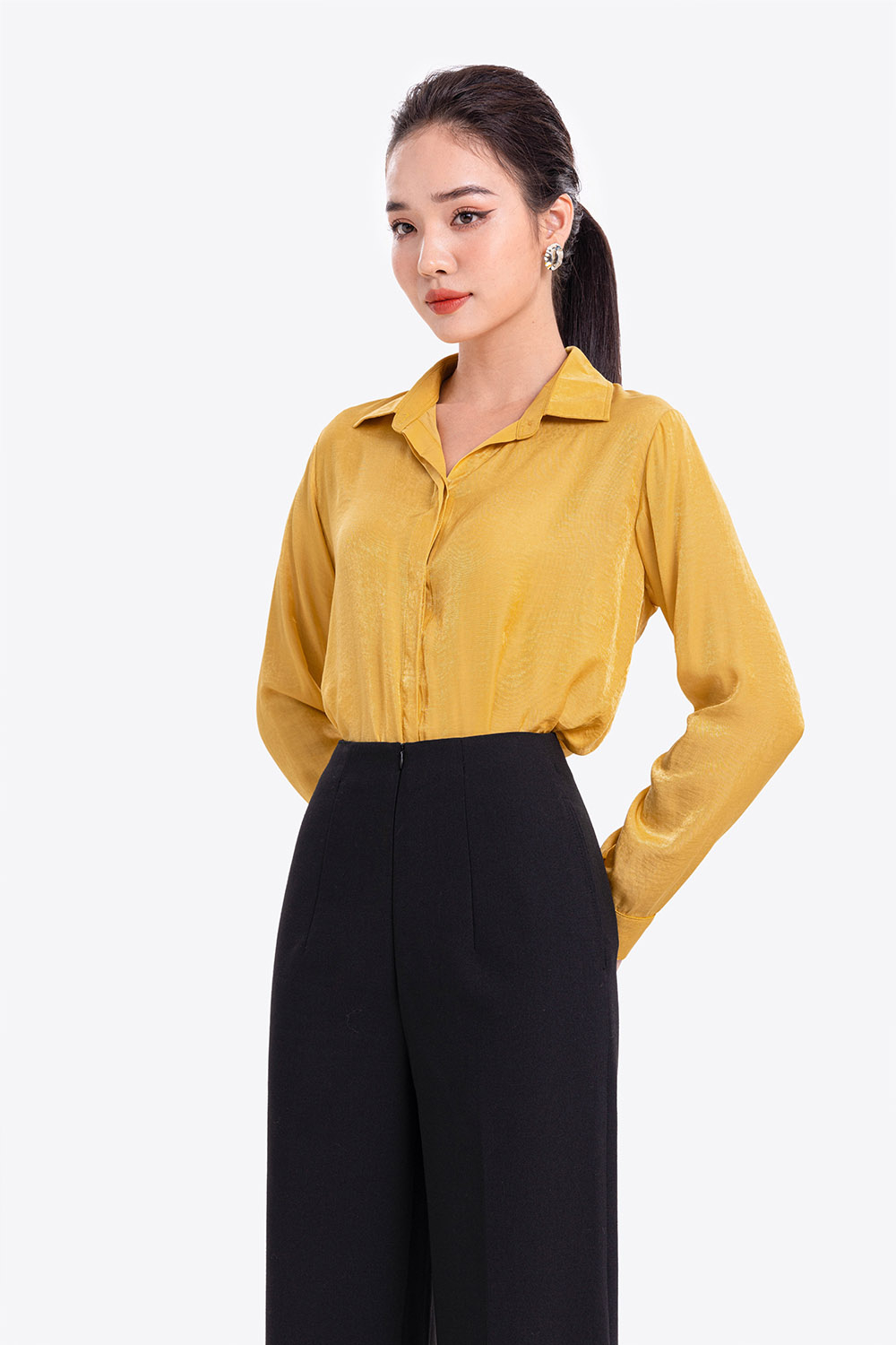 Áo sơ mi công sở nữ màu vàng