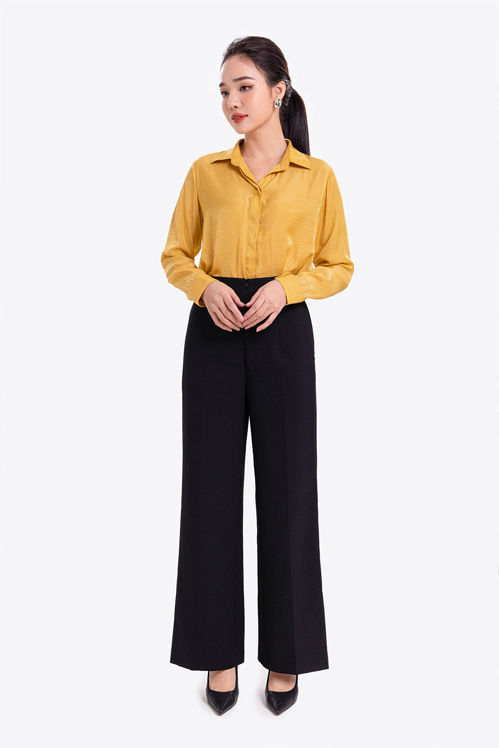 Áo sơ mi công sở nữ màu vàng