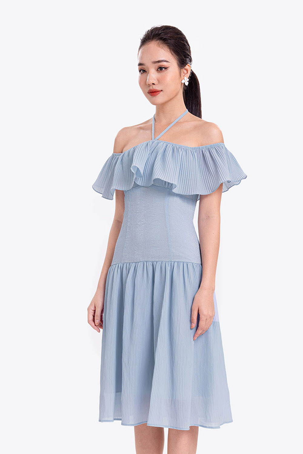 Đầm trễ vai dáng xoè hạ eo