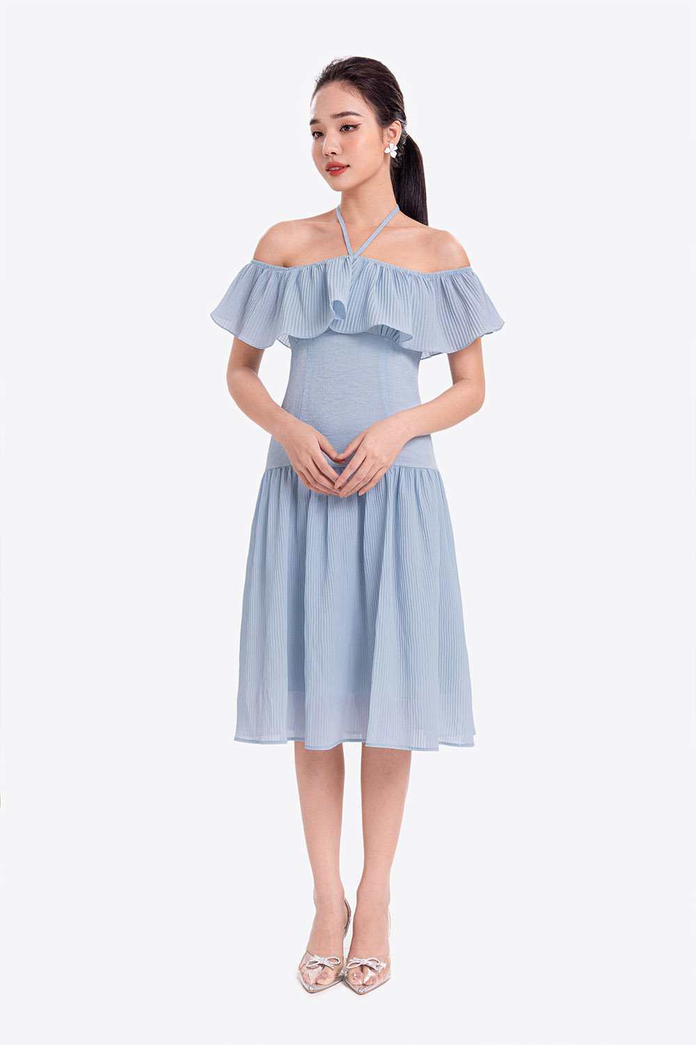 Đầm trễ vai dáng xoè hạ eo