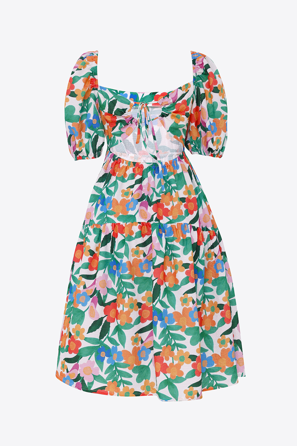 Đầm xòe babydoll cổ vuông cut-out lưng