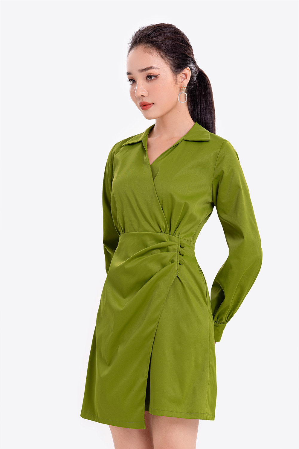 Đầm quấn wrap dress nhấn eo tay dài