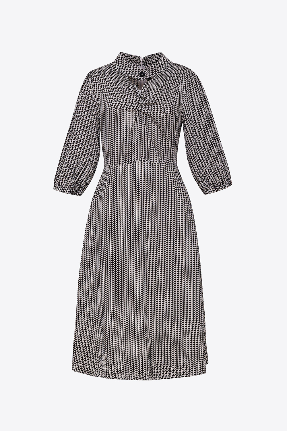 Đầm xòe công sở kẻ sọc cổ cut-out