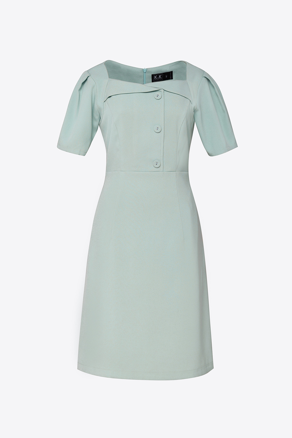 Đầm xòe chữ A công sở tay phồng