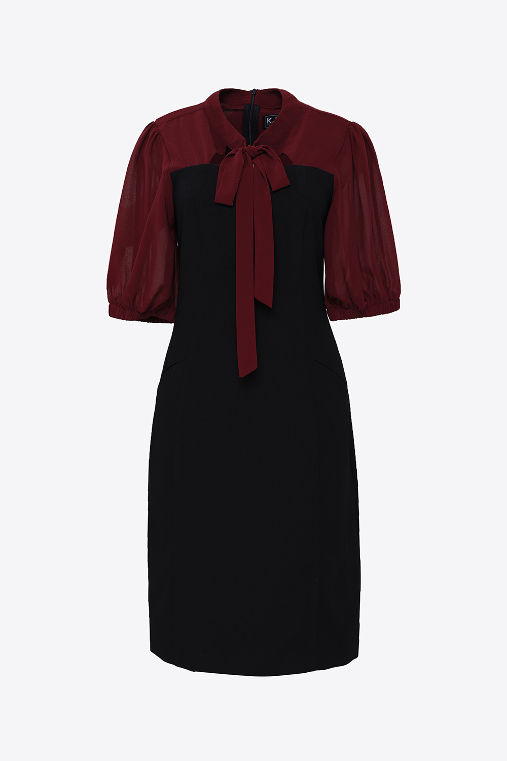 Đầm công sở đen dáng ôm phối màu