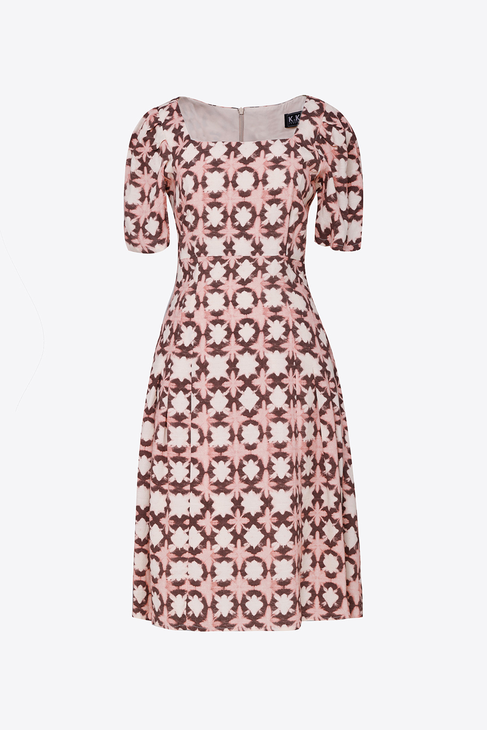 Đầm họa tiết dáng chữ A cổ vuông