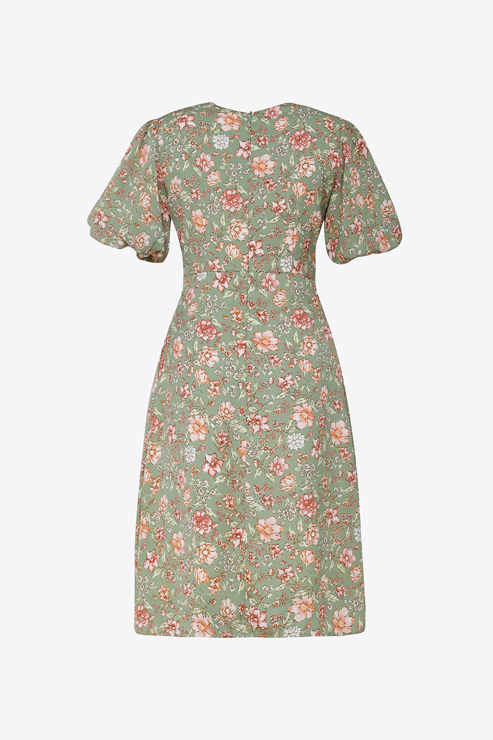 Đầm hoa chữ A tay phồng eo viền bèo