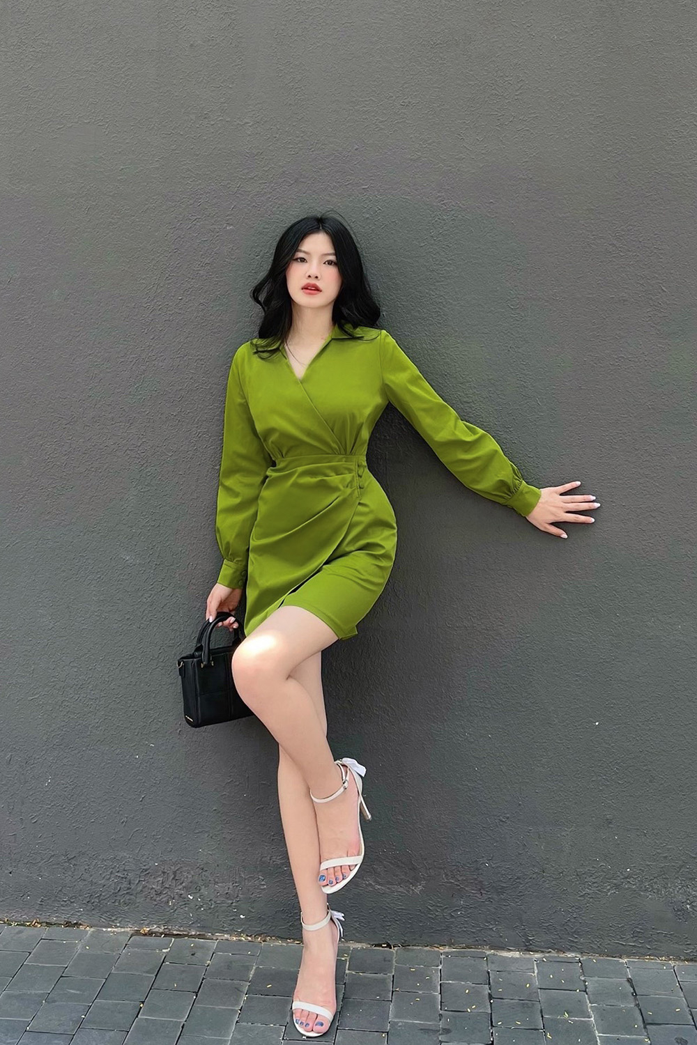 Đầm quấn wrap dress nhấn eo tay dài