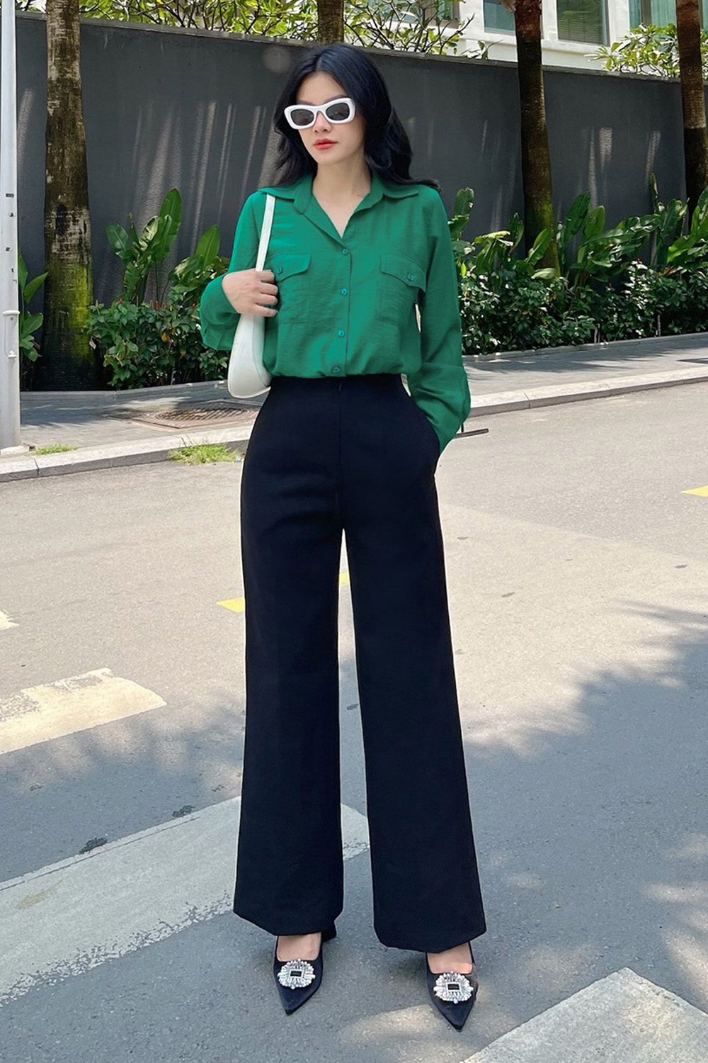 Áo sơ mi nữ công sở phối túi