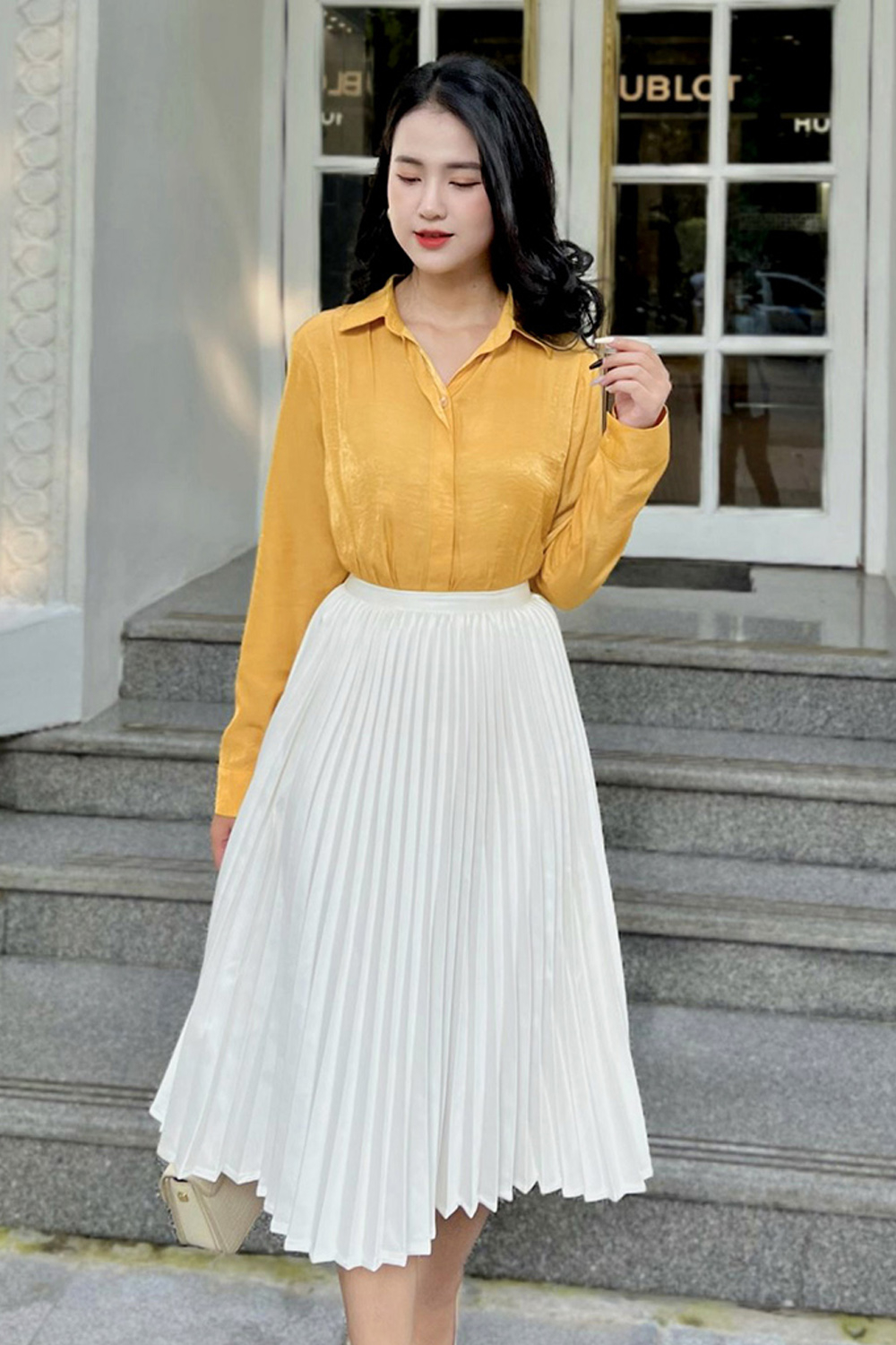 Áo sơ mi công sở nữ màu vàng