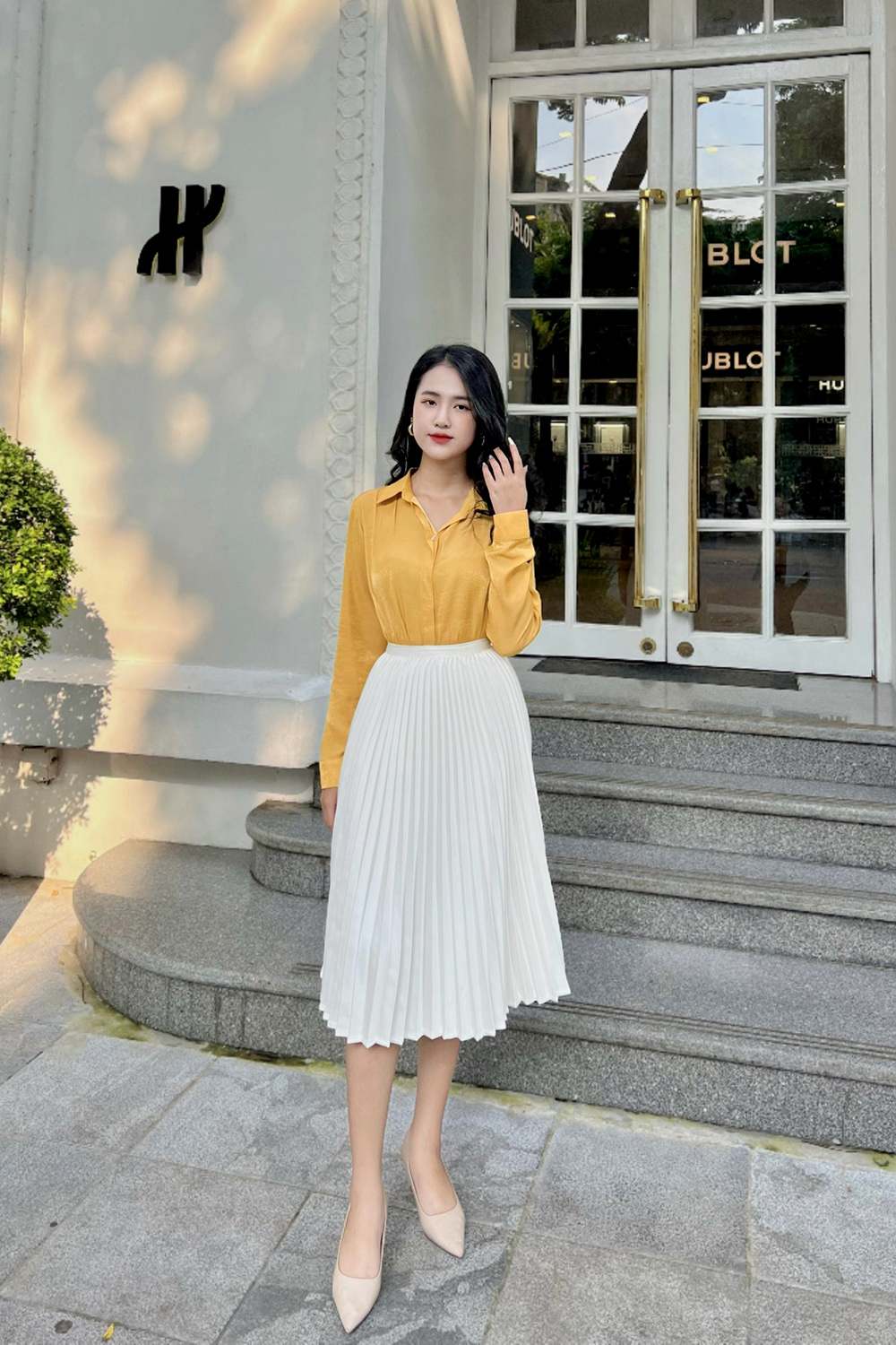 Áo sơ mi công sở nữ màu vàng