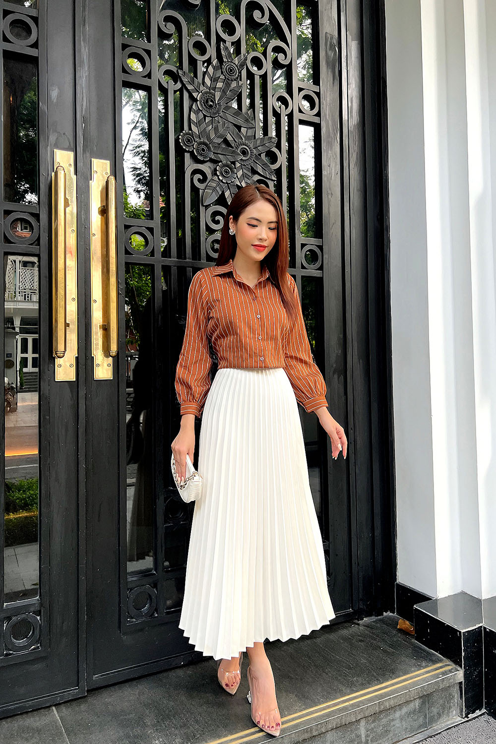 Áo sơ mi kẻ sọc công sở nữ