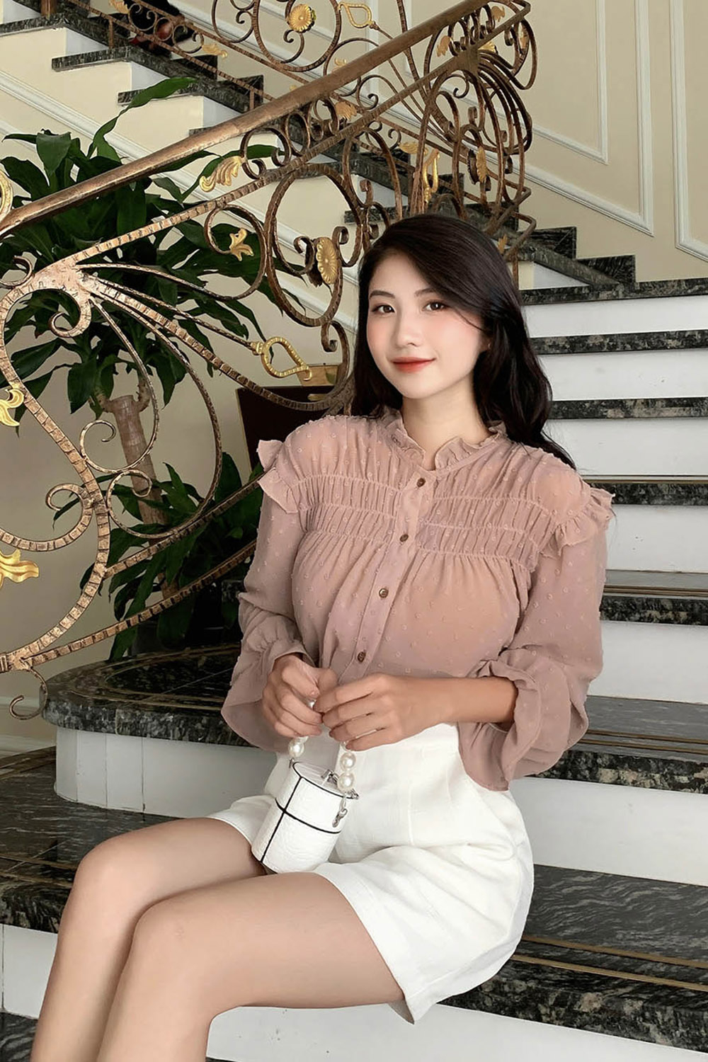 Áo sơ mi công sở nữ viền bèo