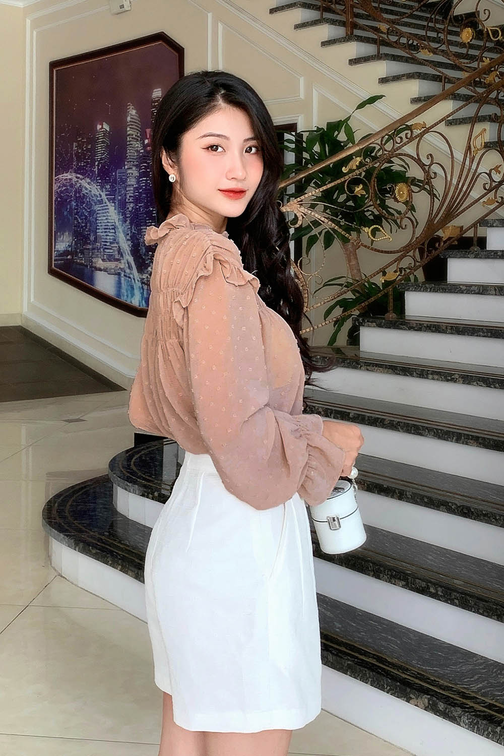 Áo sơ mi công sở nữ viền bèo