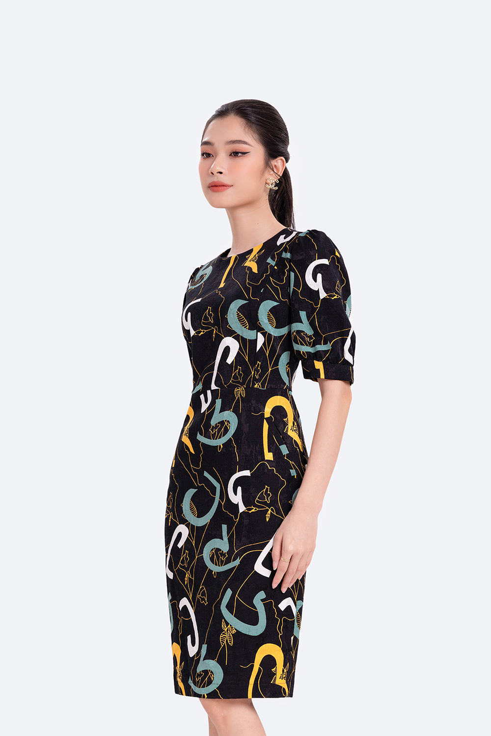 Đầm ôm công sở nữ họa tiết nhiều màu