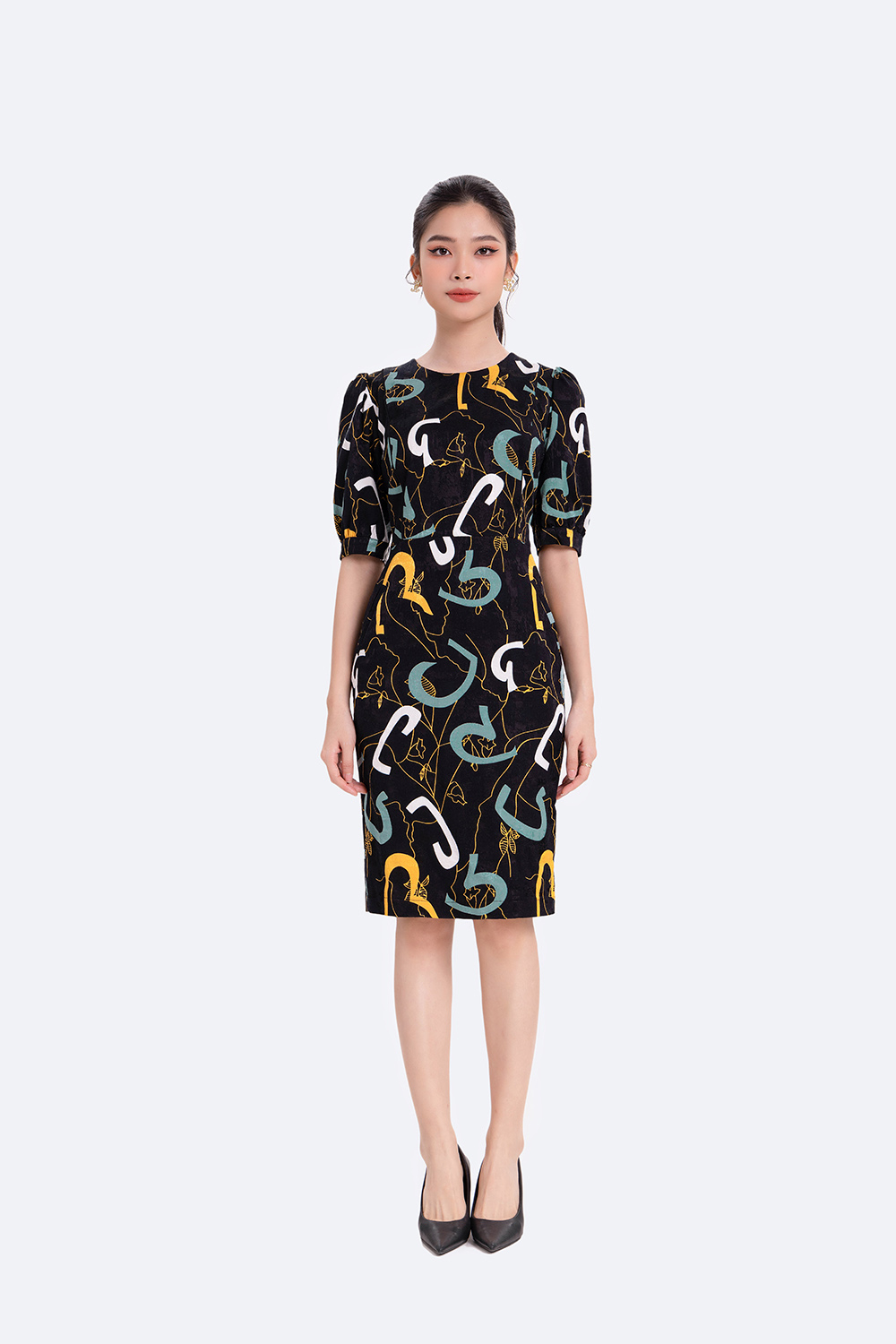 Đầm ôm công sở nữ họa tiết nhiều màu