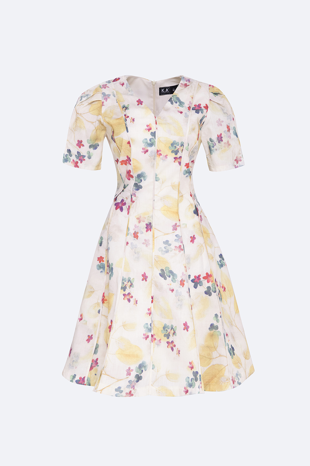 Đầm hoa dáng xòe tay phồng