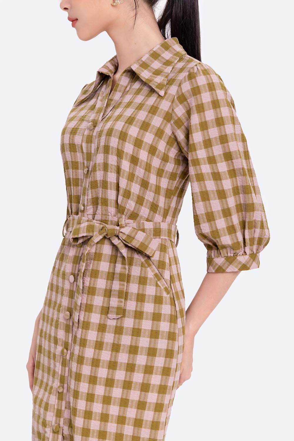 Đầm sơ mi công sở nữ kèm thắt eo