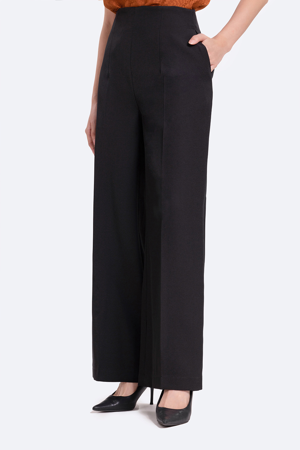 Quần đen ống suông nữ khóa kéo sau