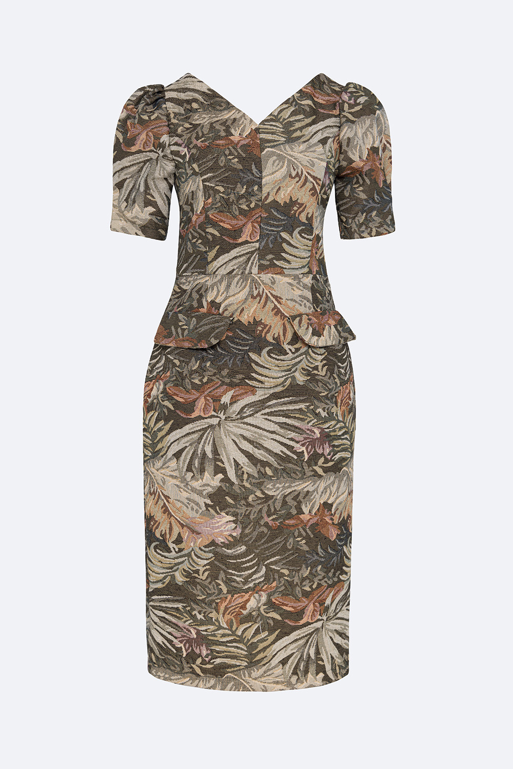 Đầm ôm họa tiết phối túi đắp giả