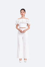 Quần trắng ống suông lưng cao