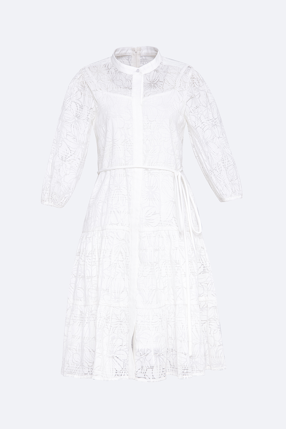 Đầm ren trắng dáng xòe tay lỡ