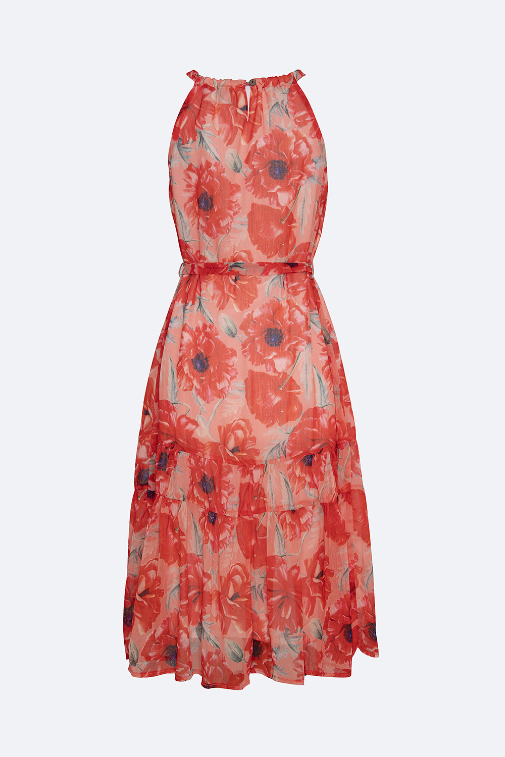 Đầm hoa dáng suông cổ yếm