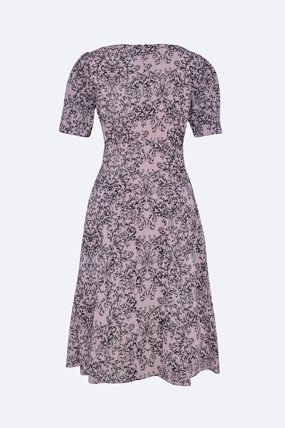 Đầm chữ A công sở họa tiết cổ tròn