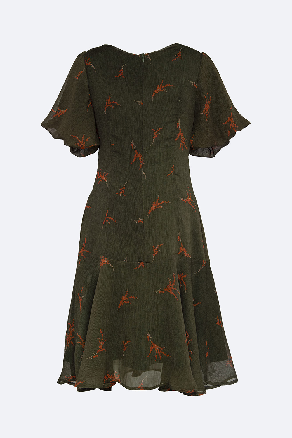 Đầm họa tiết đuôi cá tay phồng