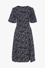 Đầm xòe đen hoa nhí cổ tròn cut-out