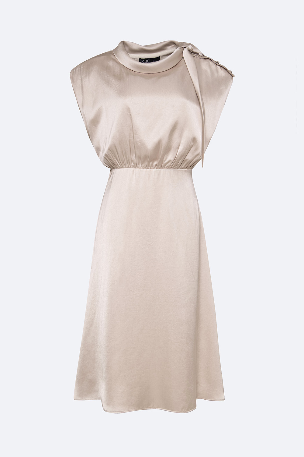 Đầm xòe nhấn eo tay hến cổ phối nơ