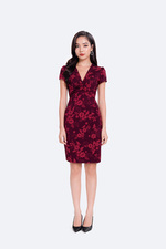 Đầm thun ôm body họa tiết hoa