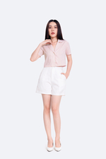 Áo sơ mi nữ dáng ngắn kẻ sọc 