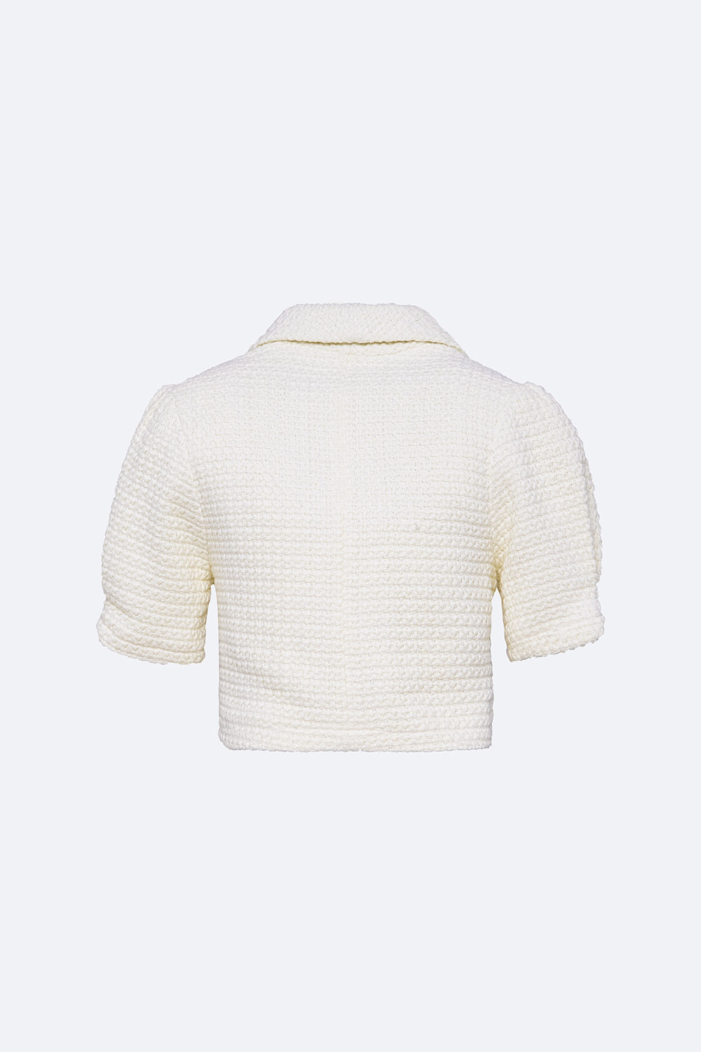 Áo khoác tweed lửng cổ sen tay phồng