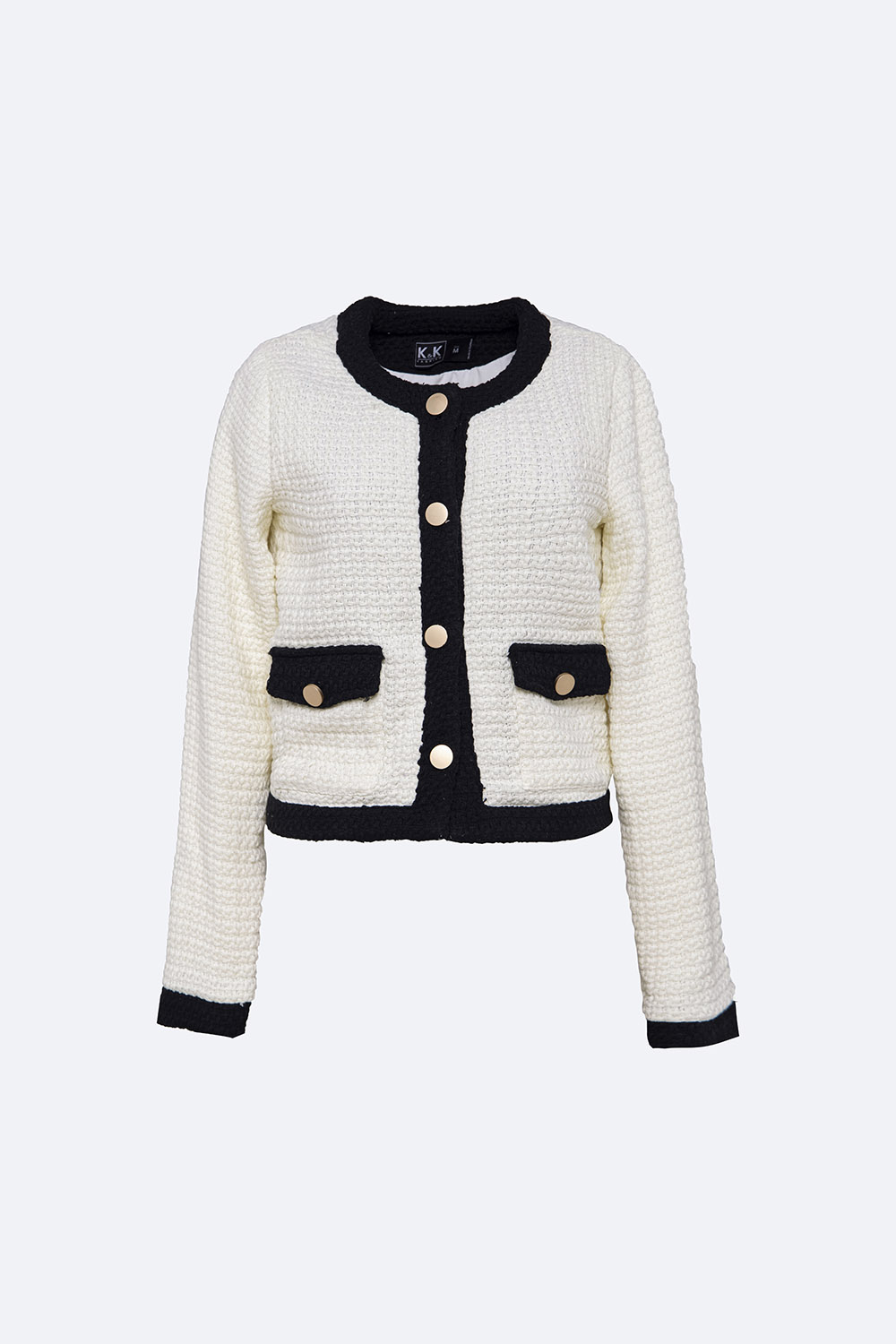 Áo khoác nữ tweed hàn phối màu