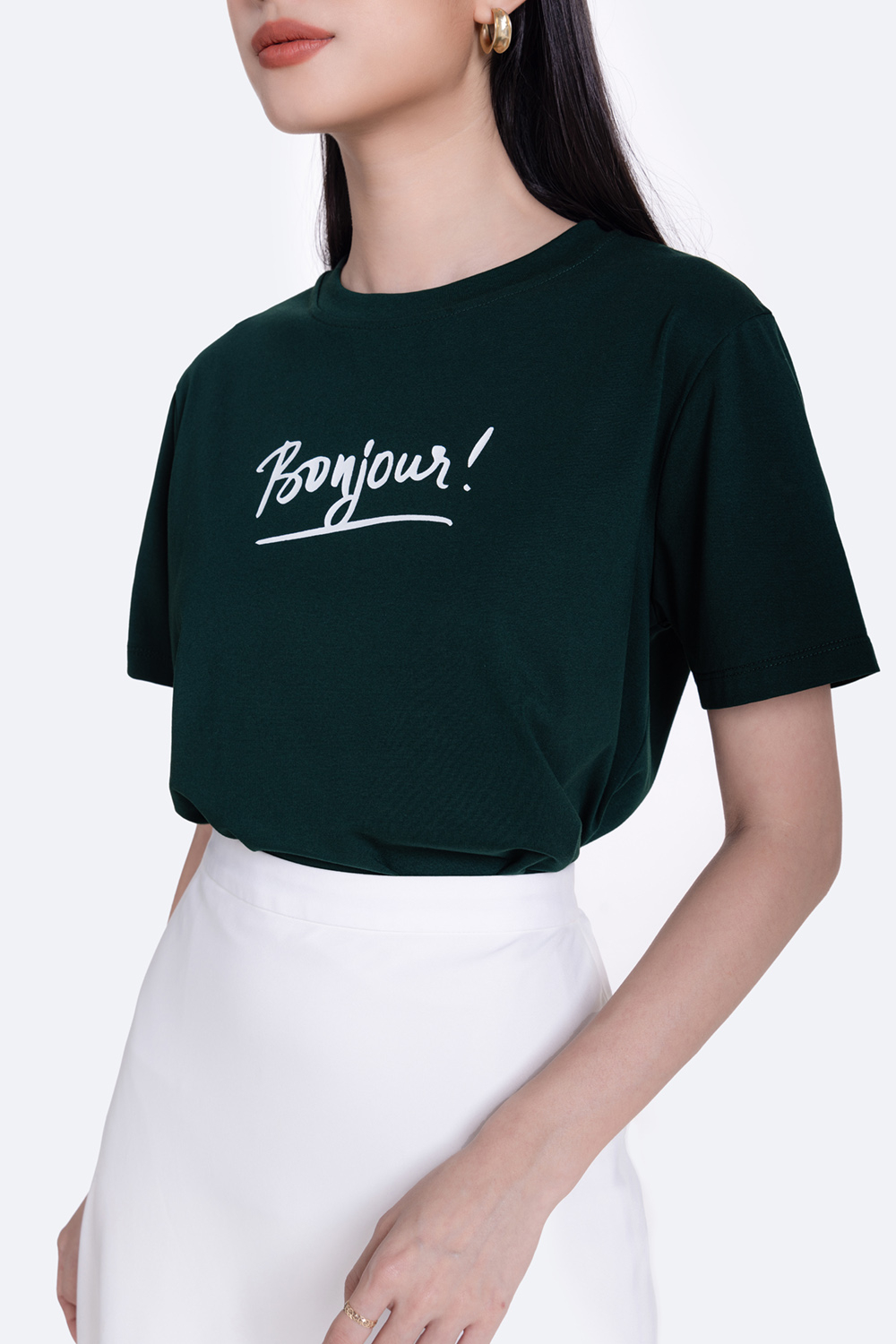 Áo thun nữ màu xanh tay ngắn