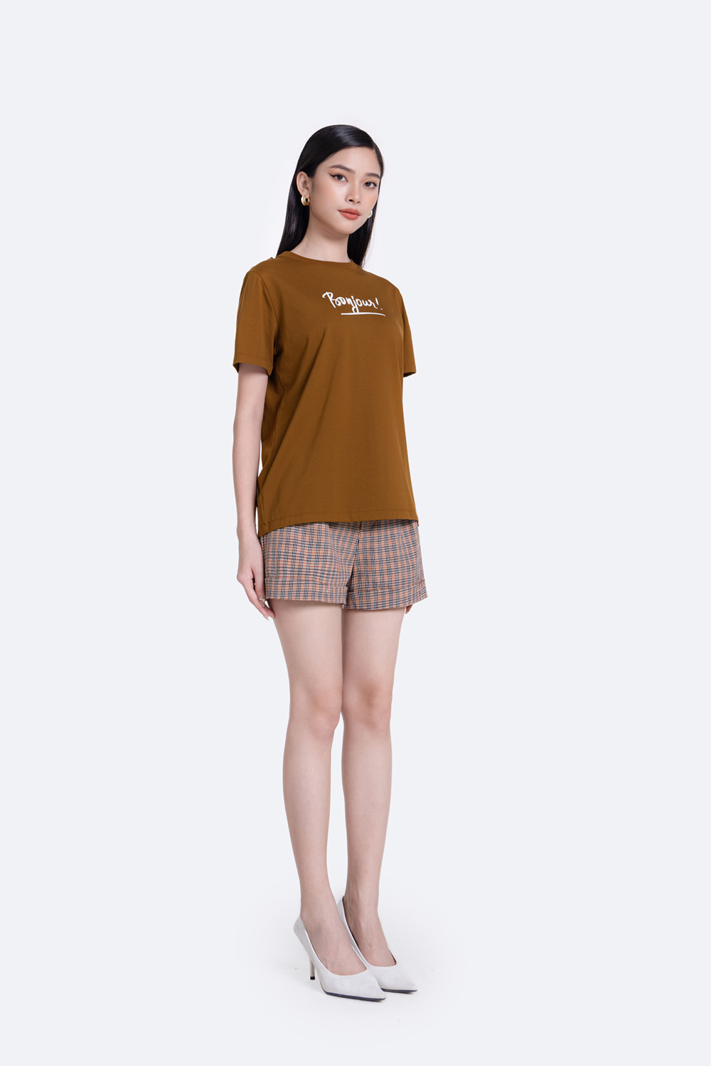 Áo thun nữ màu nâu tay ngắn