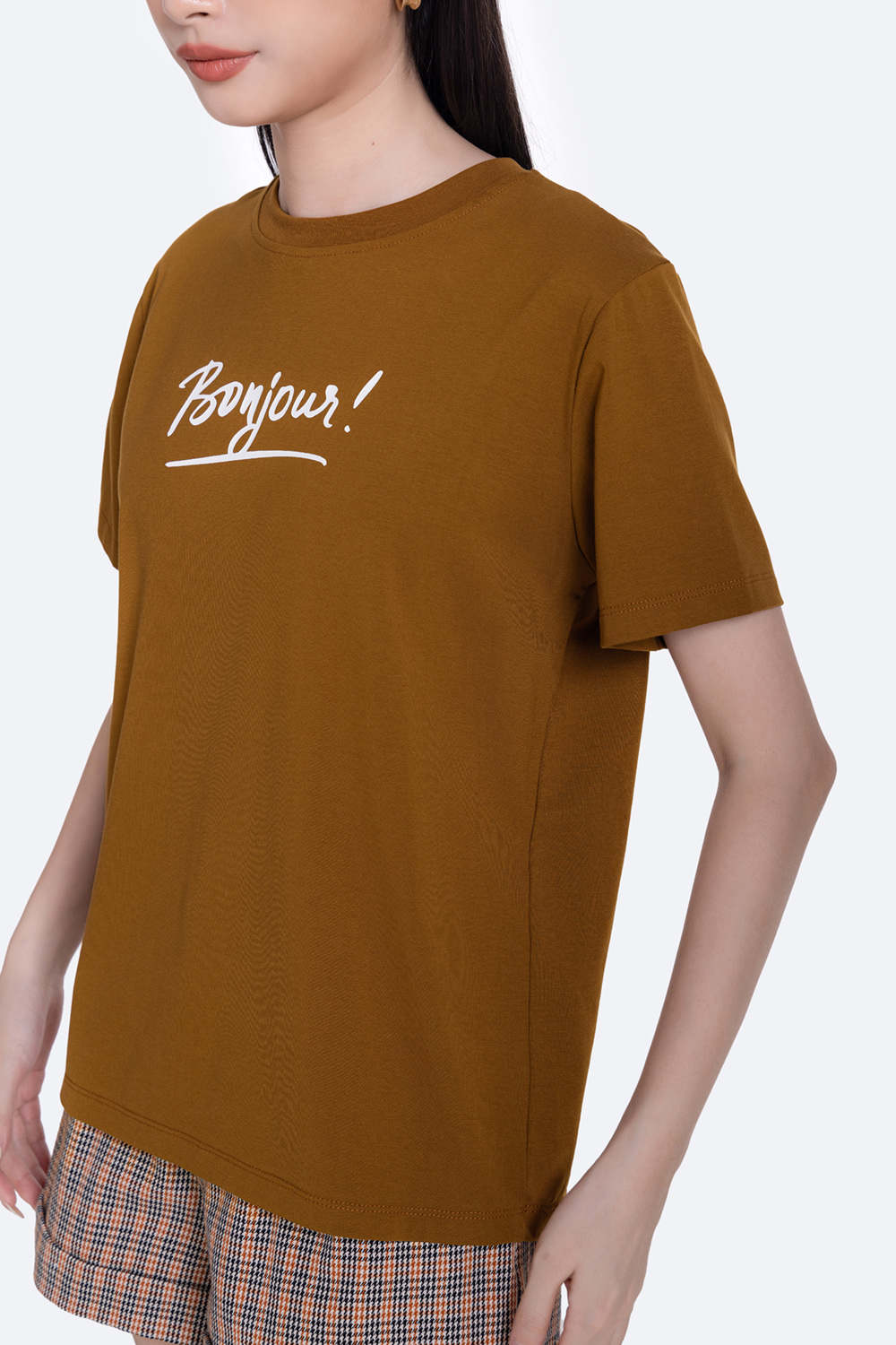 Áo thun nữ màu nâu tay ngắn