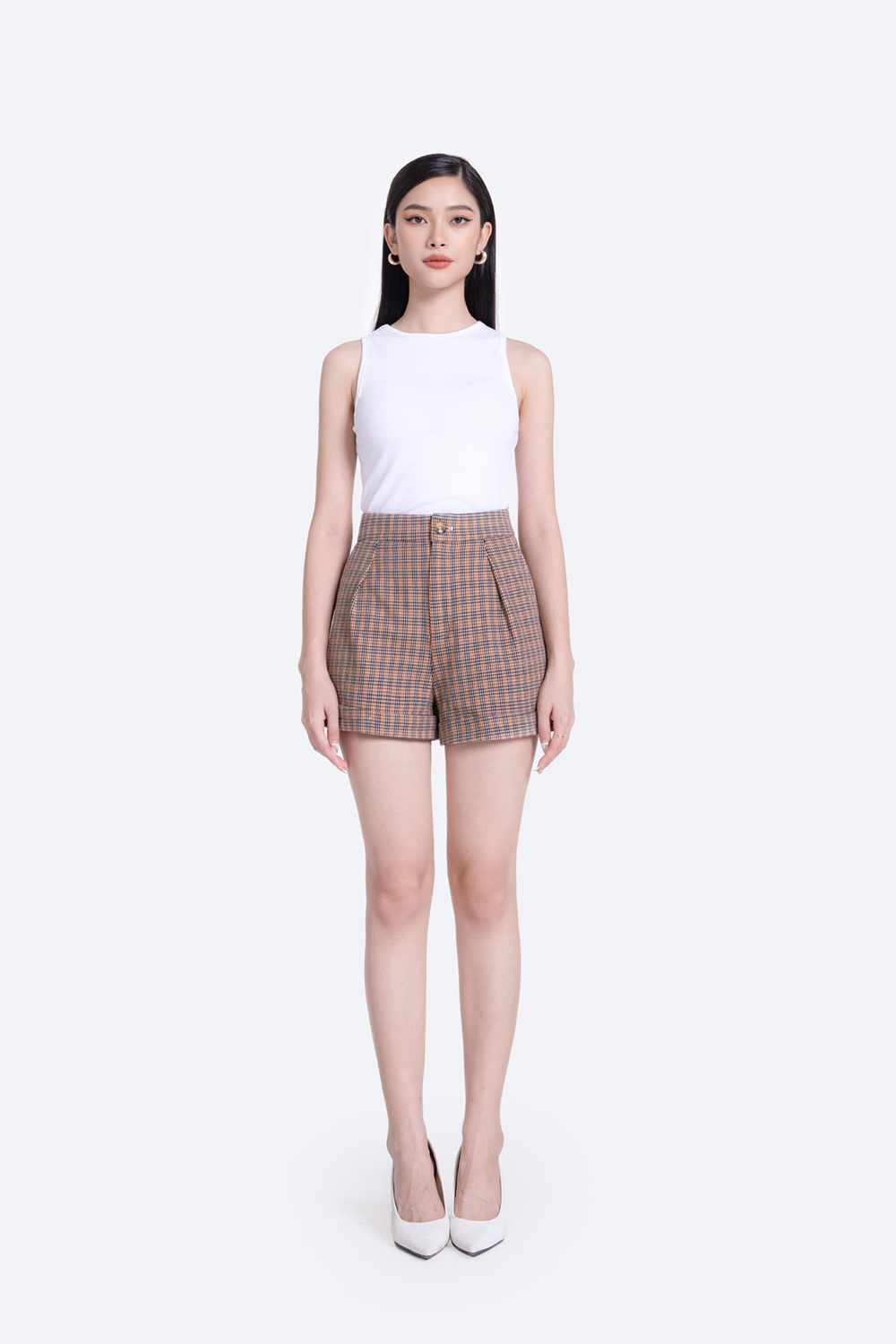 Quần short nữ họa tiết caro