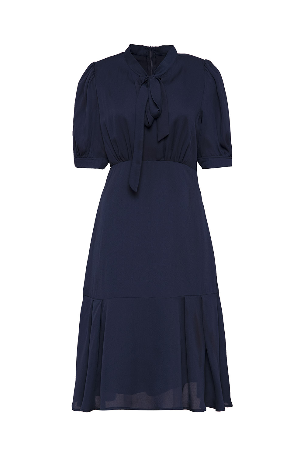 Đầm xòe đuôi cá công sở cổ phối nơ