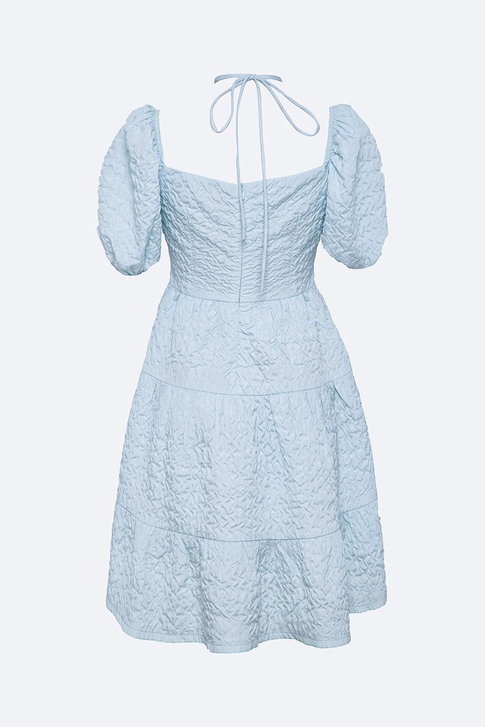 Đầm xòe tay phồng cổ chéo dây