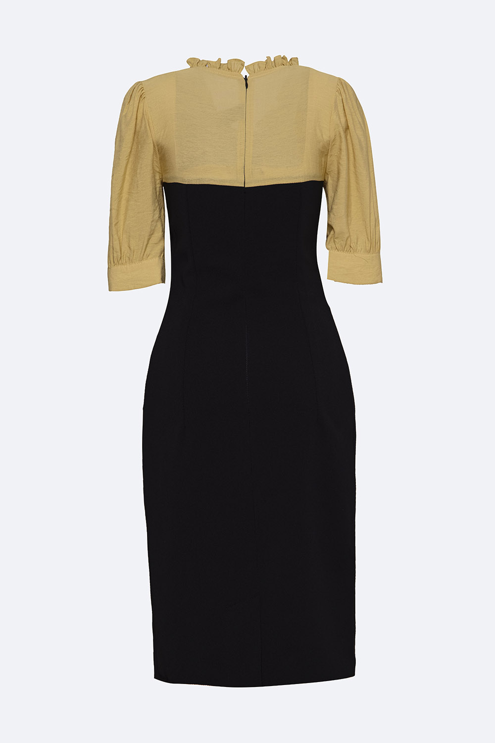 Đầm đen công sở dáng ôm phối màu