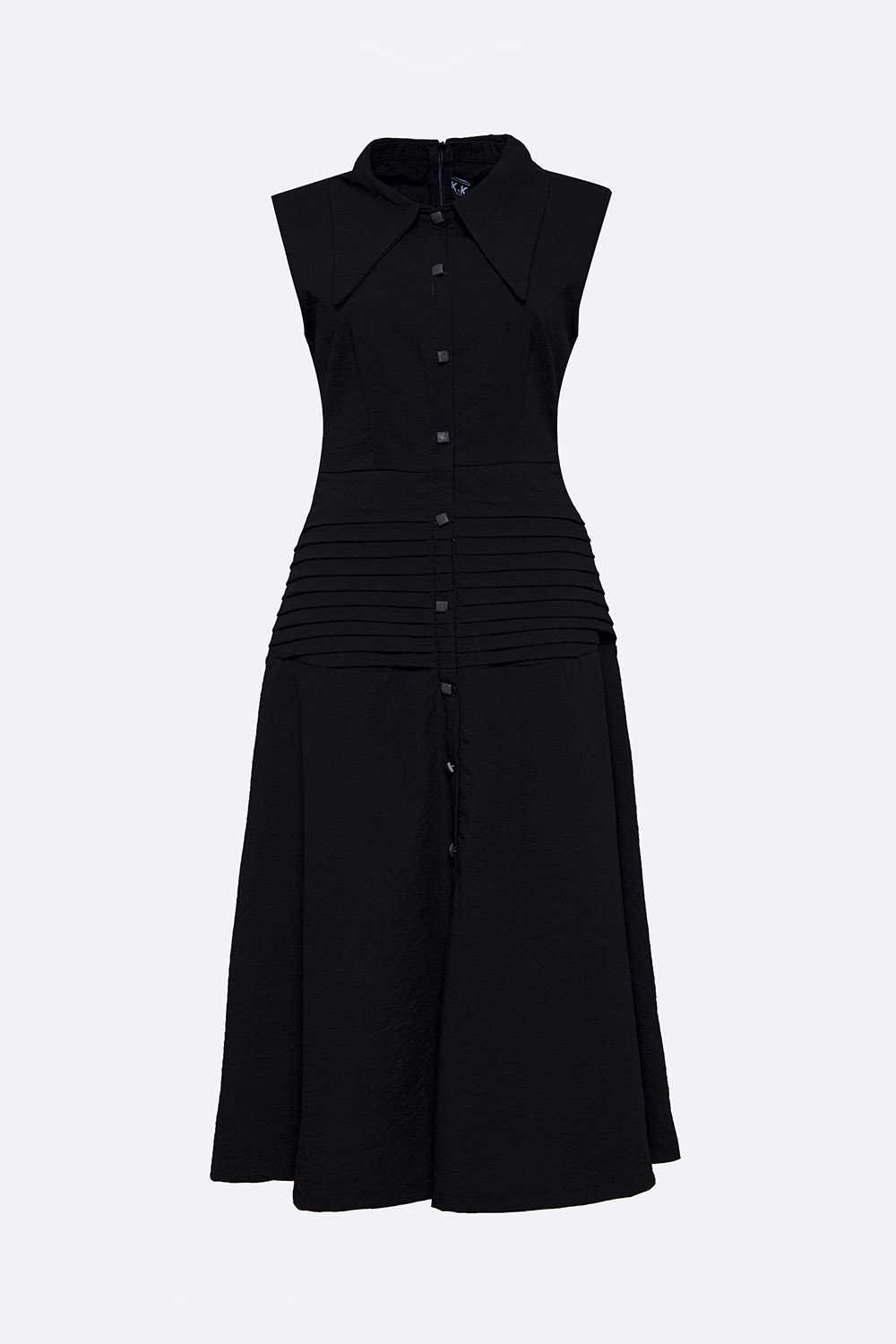 Đầm xòe đen sơ mi dáng dài