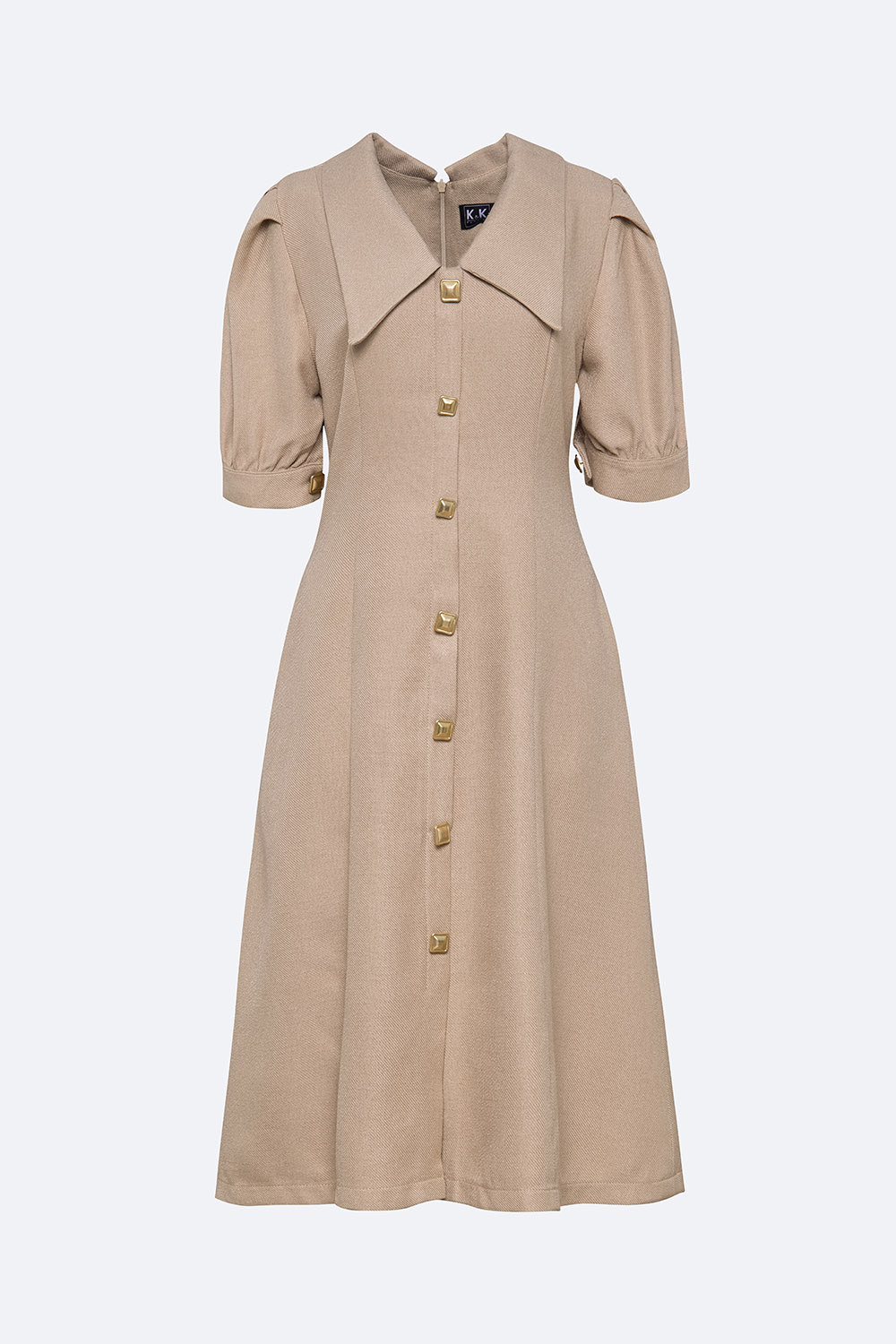 Đầm xòe công sở cổ sen tay phồng