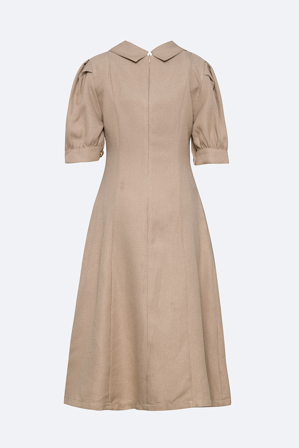 Đầm xòe công sở cổ sen tay phồng